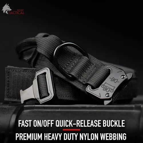 Vista 4 de Wolf Tactical Collar de perro - Collar militar resistente para perros grandes - Negro, Talla M