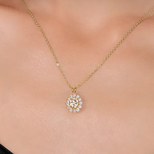Vista 191 de Gem Stone King Collar con piedra natal ovalada de plata chapada en oro amarillo de 18 quilates, ovalado de 0.315 x 0.236 in, collares con colgante