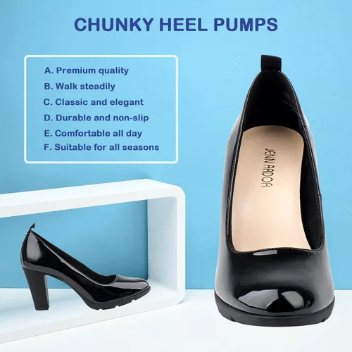 Vista 6 de JENN ARDOR Zapatos de tacón grueso para mujer zapatos de plataforma cómodos redondos cerrados tacón de bloque zapatos de tacón alto zapatos