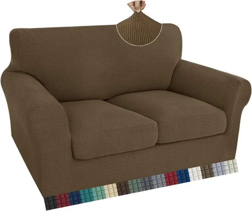 Vista 62 de ZNSAYOTX 2 fundas para sillas con brazos para sala de estar, súper suave, con funda de cojín de asiento, gruesa, duradera, mezcla de elastano, alta