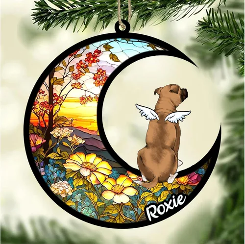 Vista 341 de LOVELYPOD Adorno de Navidad personalizado para perro Basset Hound (marrón) Basset Hound (marrón) adorno para atrapasoles de perro, razas de perros