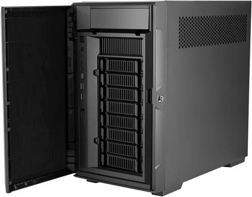 Vista 5 de Silverstone Technology CS382 chasis NAS Micro-ATX de 8 bahías SAS-12G / SATA-6G de alto rendimiento intercambiable en caliente, SST-CS382