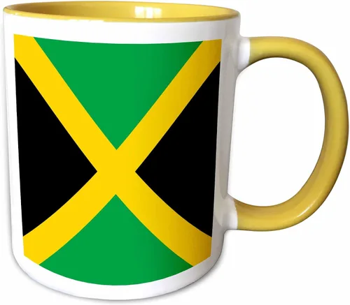 Vista 12 de 3dRose Bandera de Jamaica - Taza cuadrada, 11 onzas, color negro