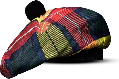 Vista 54 de Sombrero escocés Tam o Shanter Gorro escocés Tartan P.V Tartan (poliviscosa) Mezcla de lana con pompón Talla única para todos.