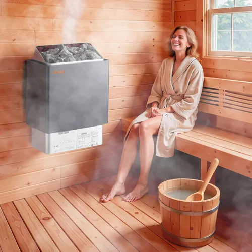 Vista 8 de VEVOR - Calefactor de sauna, estufa eléctrica de 9 kW, 220 V, calefactor de baño de vapor con controlador digital externo, temporizador de 3 h