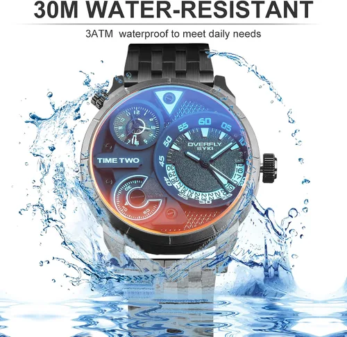 Vista 7 de Relojes impermeables para hombre reloj de pulsera analógico de cuarzo con correa de silicona para exteriores Negro