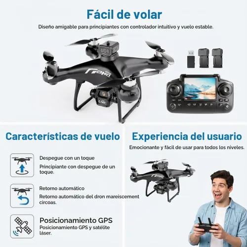 Vista 3 de E55 Air Drone con controlador de pantalla con tarjeta SD, dos baterías, posicionamiento de flujo óptico, ajuste de velocidad adecuado para 2