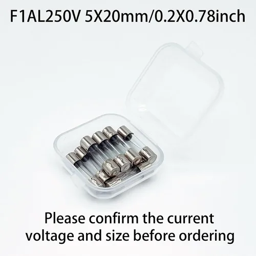 Vista 3 de Fusible de vidrio de soplado rápido F1AL250V 5x20mm Paquete de 10 Fusible de vidrio 1A 1Amp 250V Fusibles de vidrio 0.2x0.78 Pulgadas