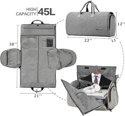 Vista 2 de Modoker - Bolsa convertible para ropa con correa para el hombro, unisex, bolsa viaje 2 en 1