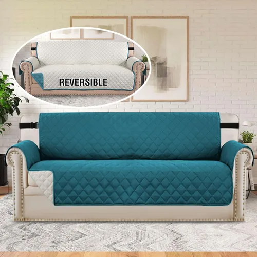 Vista 68 de H.VERSAILTEX Funda de sofá resistente al agua para sofá de 3 cojines, reversible, protector de muebles acolchado con correa elástica, funda de sofá
