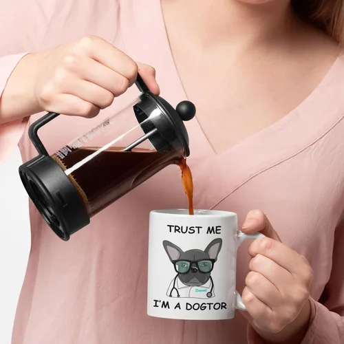 Vista 6 de Trust Me, I'm a Dogtor - Bulldog francés - Taza para amantes de los perros - Taza para perros - Decoración de bulldog francés - Regalos de bulldog