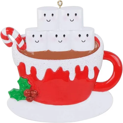 Vista 8 de Taza de malvavisco de chocolate caliente para pareja, adorno para árbol de Navidad 2025, adorno de Navidad personalizado para familia de 2, regalo