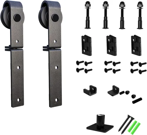 Vista 15 de CCJH Kit de riel deslizante de 3 pies/36 pulgadas para puerta de granero plegable resistente para 2 puertas (sin puerta de madera, solo hardware)