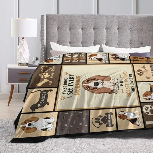 Vista 6 de Manta de Bassset, manta de felpa suave de forro polar para perros, ropa de cama de animales y perros, regalos acogedores para mujeres, niñas, niños