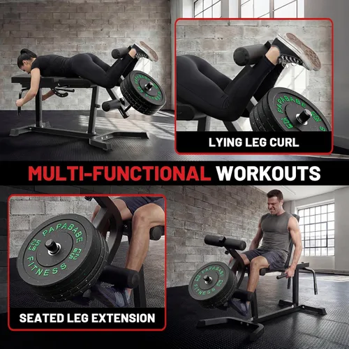 Vista 8 de PAPABABE Leg Extension and Curl Machine, Adjustable Leg Machine, Seated Leg Extension and Lying Leg Curl Machine, Lower Body Workout Equipment for