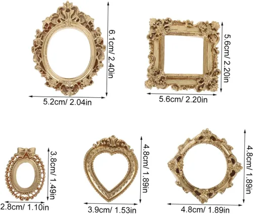 Vista 2 de 10pcs Vintage Mini Gold Picture Frames for DIY Tabletop Display