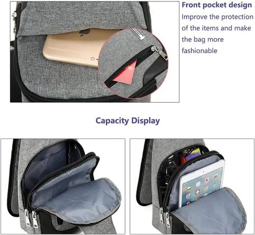 Vista 4 de Mochila tipo bandolera bandolera bandolera para el pecho, bolsa de hombro, pequeña mochila casual para mujeres y hombres, senderismo