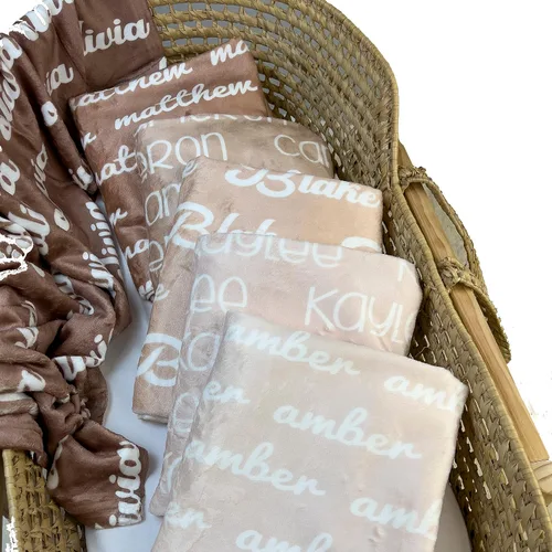 Vista 10 de Girls Love A Monogram Se envía al día siguiente- Mantas personalizadas azules para bebé niño con nombre - Impreso en Estados Unidos - Manta