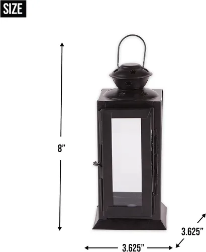 Vista 7 de Zingz & Thingz Outdoor Starlight Hanging Candle Lantern, Decorative Light Home Decor, 8" Tall, Black