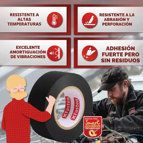 Vista 2 de XFasten Cinta de arnés de cables, 1.3 pulgadas x 50 pies, arnés de cableado de alta temperatura, cinta eléctrica de tela de fieltro autoadhesiva