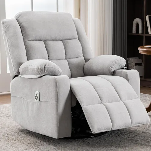 Vista 10 de Ketaiyou Silla reclinable giratoria eléctrica para adultos con masaje y calor, puertos USB y tipo C, posición infinita, sillón reclinable eléctrico