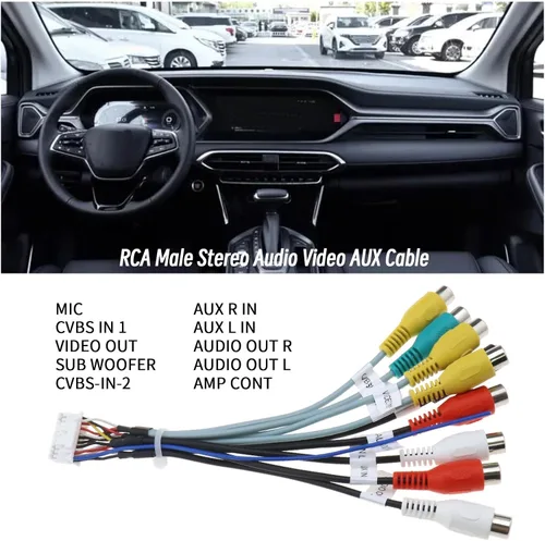 Vista 2 de Arnés de cableado RCA de 20 pines RCA Cable adaptador RCA estéreo de salida RCA Cable de extensión de cable de extensión Accesorios de coche