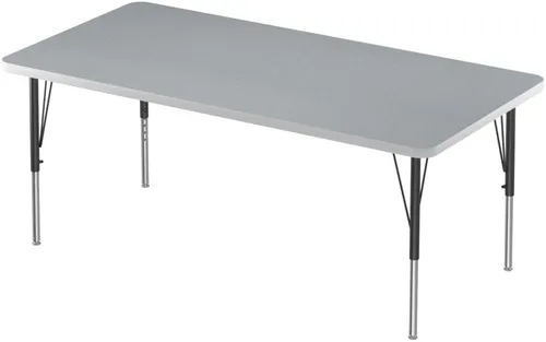 Vista 24 de Correll Mesa rectangular de actividades para el aula de 24 x 48 pulgadas, altura ajustable (19 a 29 pulgadas), parte superior de granito gris, borde