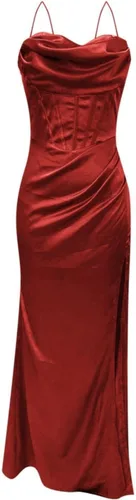 Vista 2 de Vestido blanco, vestido casual de satén negro, vestido formal de vacaciones para mujer, vestido largo de cóctel, vestido formal verde