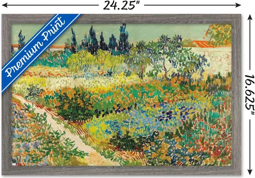 Vista 3 de Trends International Garden at Arles de Vincent van Gogh - Póster de pared, 14.72 x 22.37 pulgadas, versión enmarcada de madera de granero