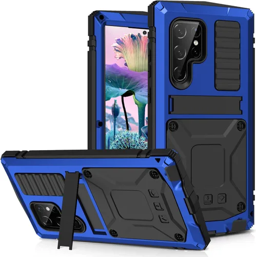 Vista 13 de Funda de metal para Samsung S23 de aluminio de grado militar, funda resistente con soporte de metal protector de pantalla a prueba de caídas, a