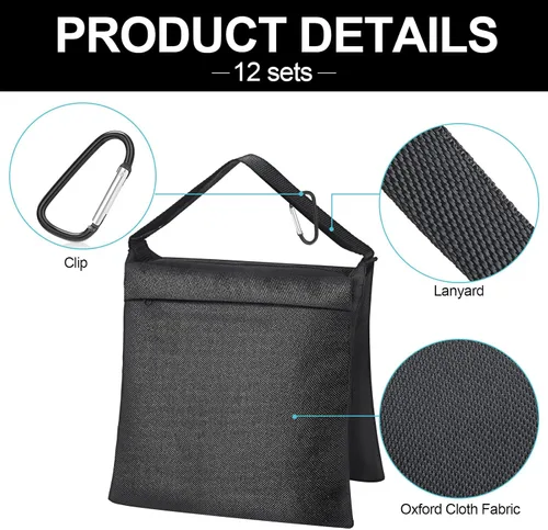 Vista 3 de Paquete de 12 bolsas de peso para fotografía, bolsa de peso llena de estudio fotográfico, bolsa de arena pesada vacía para fotografía, soporte