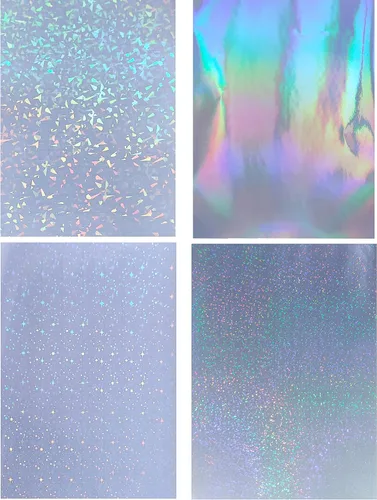 Vista 9 de 25 hojas tamaño A4 de lámina laminadora holográfica transparente en frío, superposición premium, láminas autoadhesivas