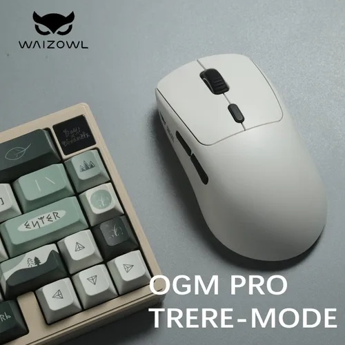 Vista 9 de WAIZOWL OGM Pro Mouse de 2.40 oz, ligero, inalámbrico, tres modos, ergonómico, para PC, computadora gamer, sensor óptico PAW3395 (botón negro)