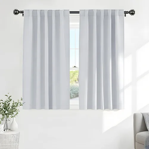 Vista 36 de PONY DANCE Cortinas cortas con aislamiento térmico para ventana pequeña, para guardería, baño, cocina, lavandería, caravana, sótano, 29 pulgadas