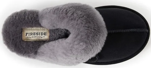 Vista 5 de Dearfoams Fireside Sydney Pantuflas anchas de piel de oveja para mujer, para interiores y exteriores