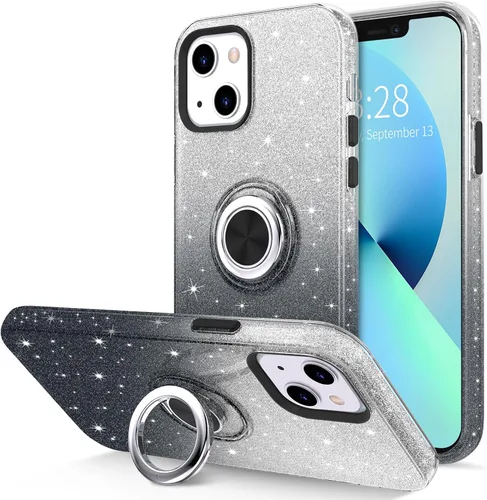 Vista 21 de Hython Funda para iPhone 13 con soporte de anillo [soporte de anillo giratorio de 360° con soporte magnético] [Soporte de montaje en automóvil]