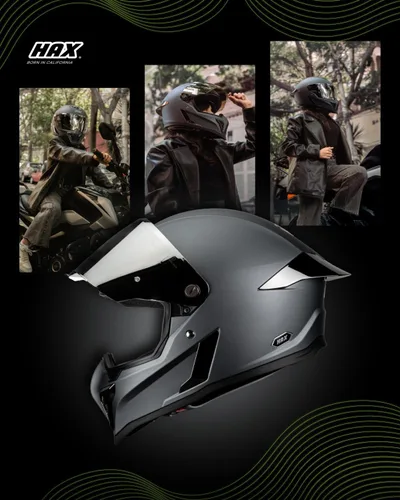 Vista 7 de Hax Dual-Certified Motorcycle Helmet for Multi-Scenario Riding Gris mate