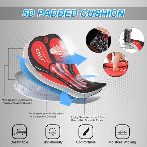 Vista 5 de X-TIGER Pantalones cortos de ciclismo para hombre con acolchado 5D para hombre, pantalones cortos de ciclismo de carretera de montaña, UPF 50+