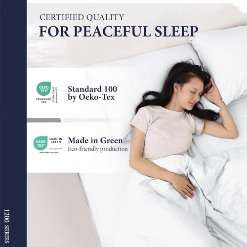 Vista 5 de Juego de 4 fundas de almohada 100% de algodón egipcio, tamaño estándar/Queen, lujosas fundas de almohada de 1200 hilos color blanco satinado, fundas