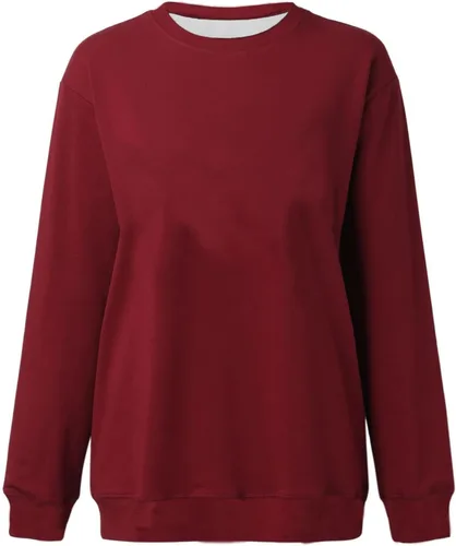 Vista 4 de SHENGXINY Relaxed Fit Sweatshirt for Women Basic Solid Pullover Blouse 2023 Casual Trendy Fall Tops Comfort Lounge Shirts