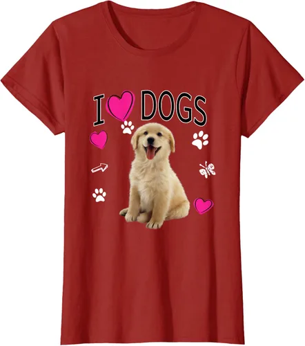 Vista 47 de Camiseta I Love Dogs - Camiseta Golden Labrador retriever, Azul Negro