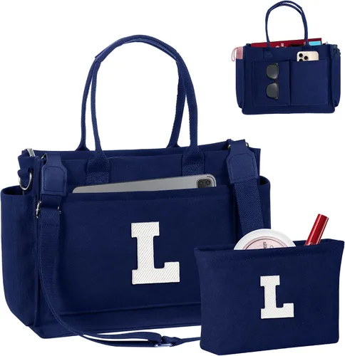 Vista 31 de Easter Basket Stuffers, Initial Tote Bag with Makeup Bag, Birthday Gifts for Women, Teen Girl Gifts Trendy Stuff