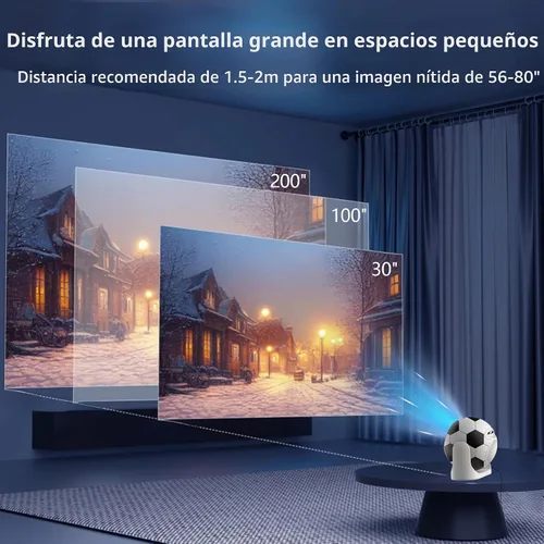 Vista 7 de Mini proyector con WiFi 6 y Bluetooth 5.2, aplicaciones integradas, proyector pequeño portátil 4K, enfoque automático y Keystone, 200 ANSI, altavoz