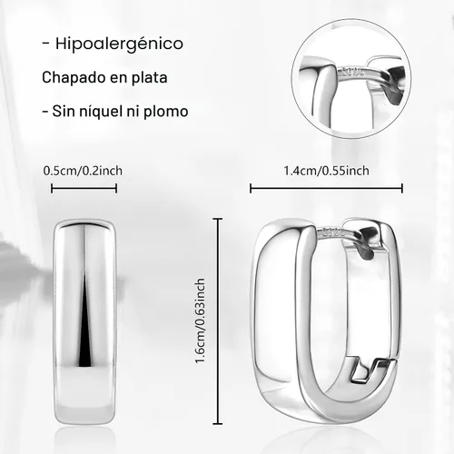 Vista 2 de Small Chunky Silver Hoop Earrings for Women Small Gold Hoop Earrings Plateado