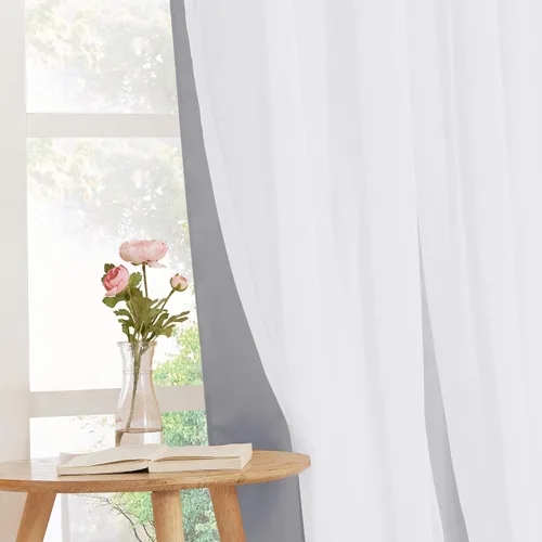Vista 5 de PONY DANCE Cortinas Opacas con Superposición de Gasa, Cortinas de Doble Capa con Aislamiento Térmico Mix & Match para Oscurecer Habitaciones