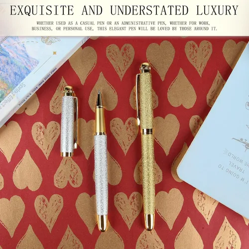 Vista 4 de Bolígrafos de tinta líquida Rollerball, el mejor set de regalo de bolígrafo de bola de lujo para hombres y mujeres, bolígrafo recargable de tinta