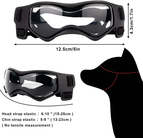 Vista 2 de Gafas de sol para perros de raza pequeña, gafas para perros pequeños, resistentes al viento, antivaho, anteojos ajustables para perros pequeños