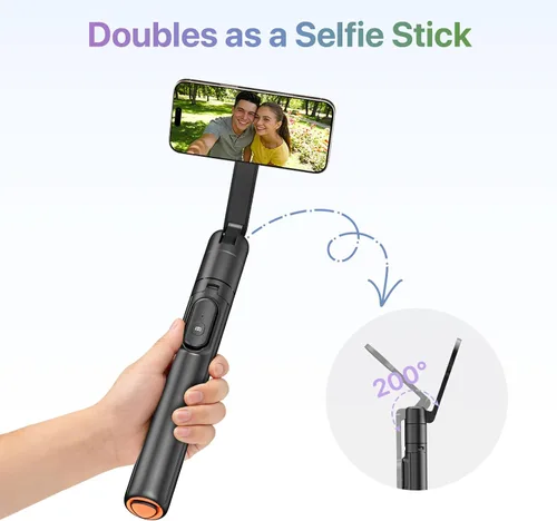Vista 6 de Moman Trípode magnético para selfie stick de 13 a 66 pulgadas con soporte de despliegue automático, soporte magnético de aluminio portátil