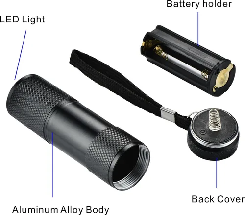 Vista 3 de Paquete de 6 luces negras UV 9 LED linterna antorcha luz al aire libre etc (paquete de 6)