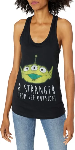 Vista 2 de Junior's Toy Story Squeeze Alien Stranger from Outside Racerback Tank Top Negro